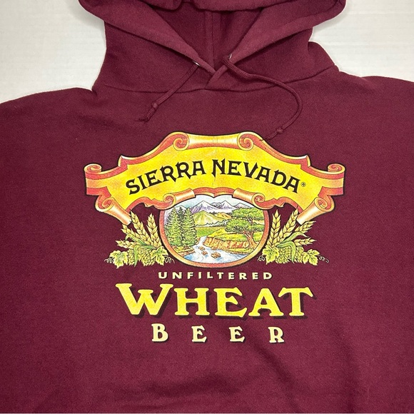 Vintage Sierra Nevada Wheat Beer Hoodie Sweatshirt Men’s Large Burgundy - Picture 4 of 6